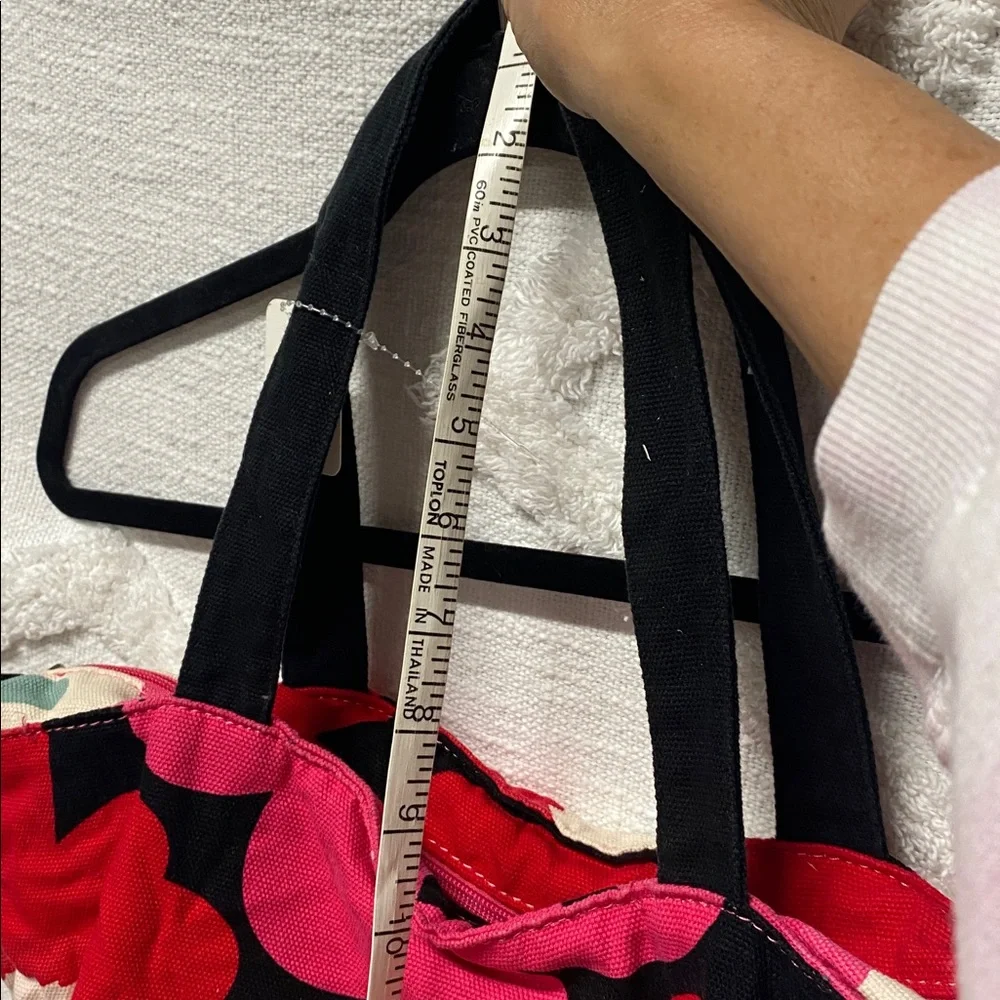 Marimekko Black and Red Canvas Floral Tote